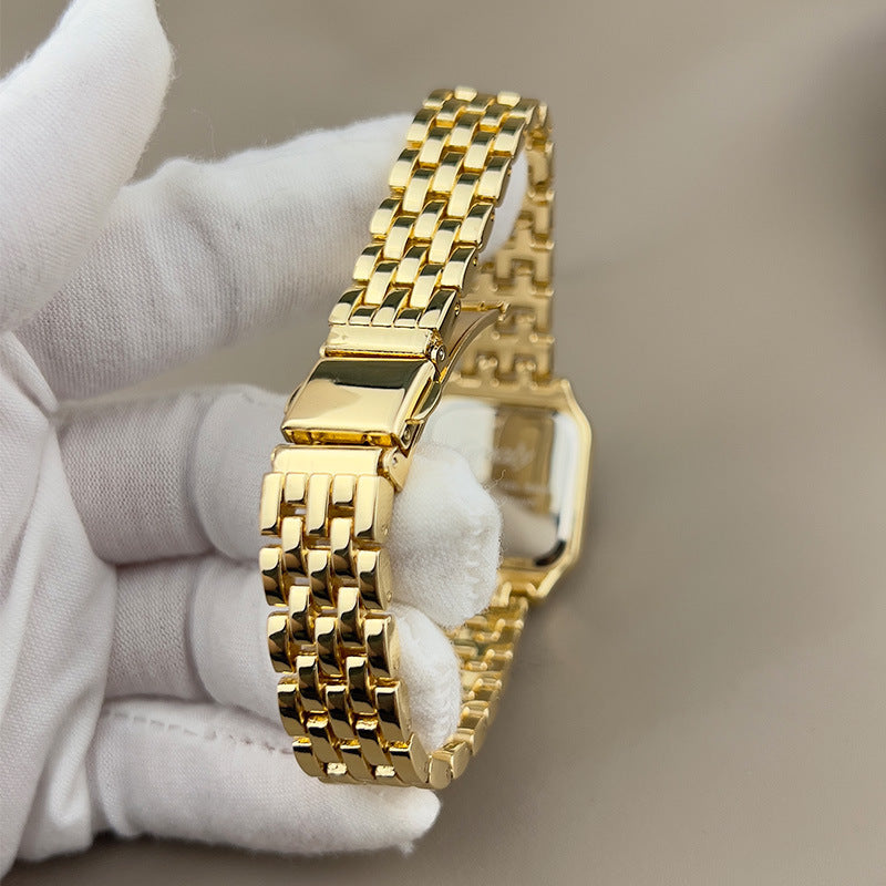 Maelis – Vierkant dameshorloge in goud en zilver