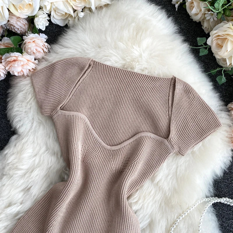 Lumira - Gebreide trekkoord cropped top met V-hals