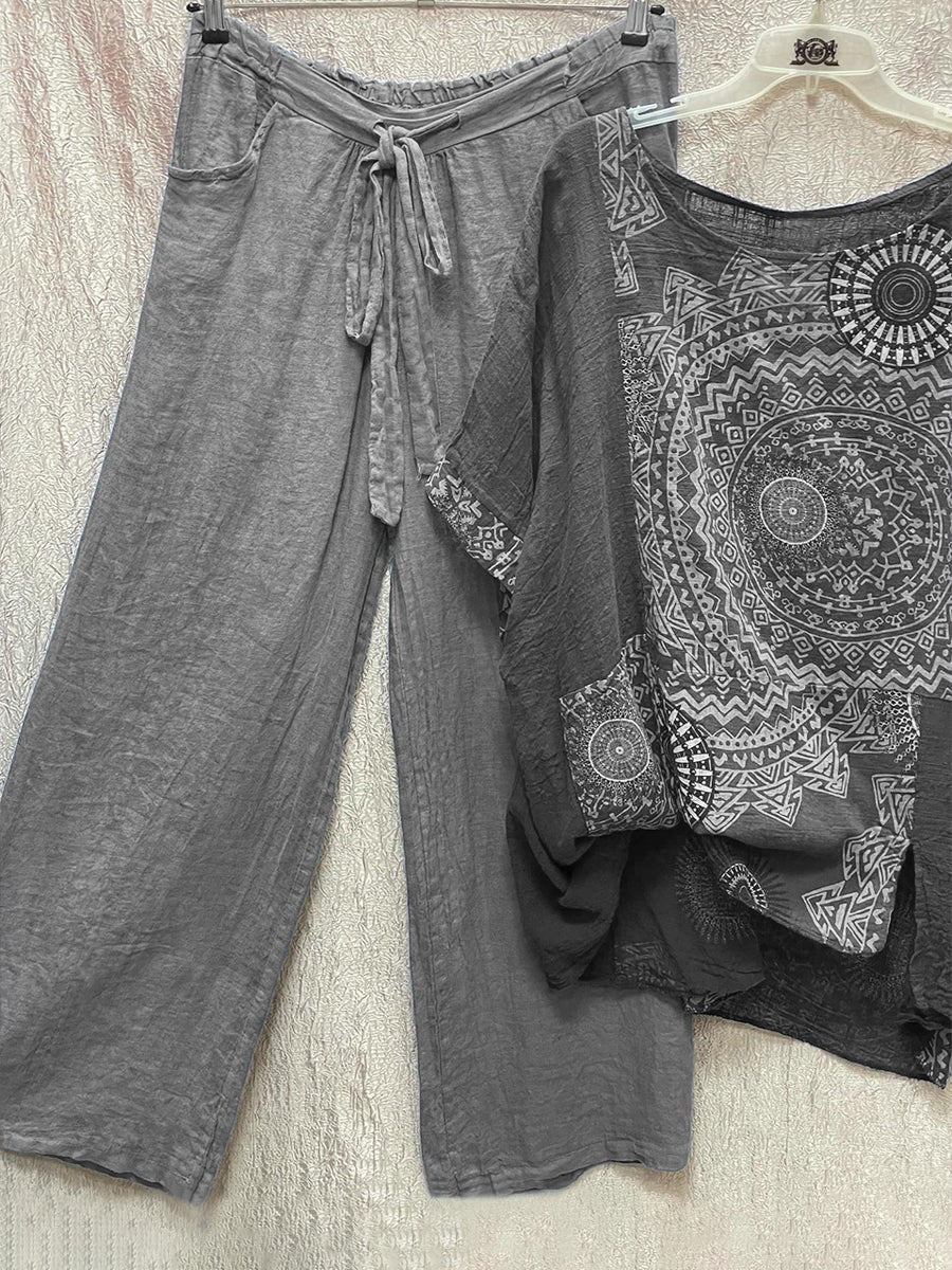 Calviera - Tweedelige set met losse bohemienprint