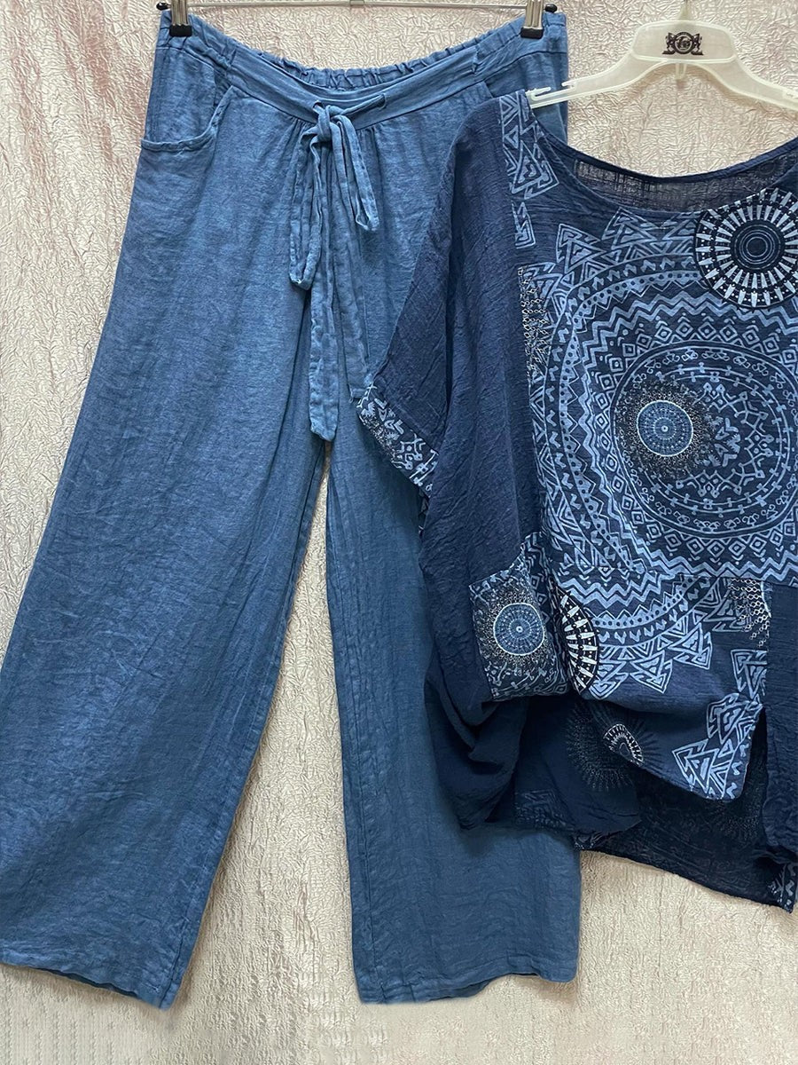 Calviera - Tweedelige set met losse bohemienprint