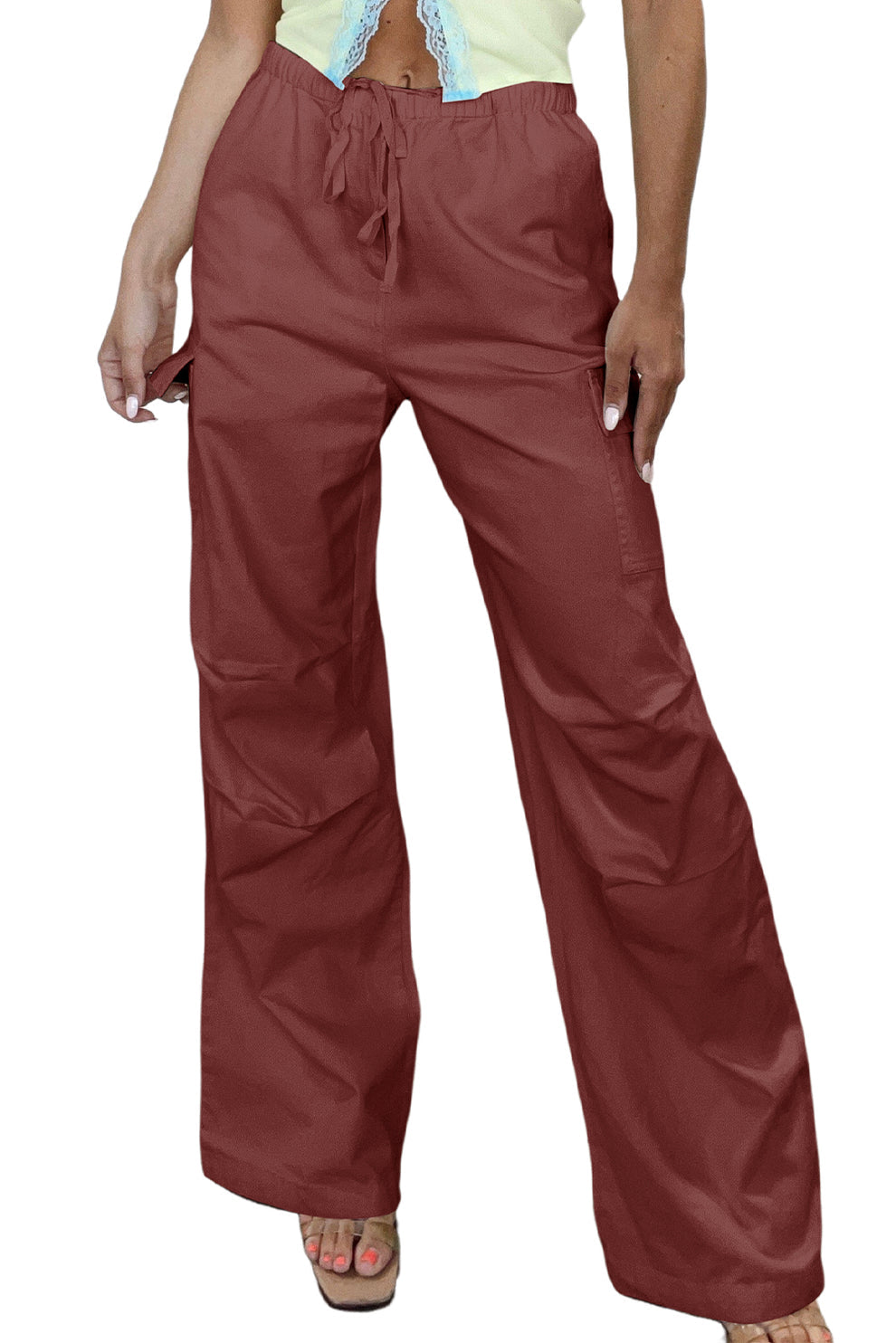 Valdira - Uitlopende cargo broek in mineraal rood