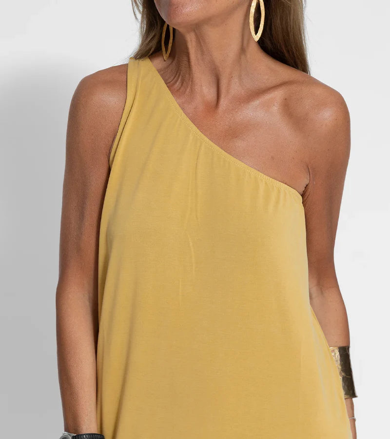 Brionae - Chique elegante one shoulder maxi jurk