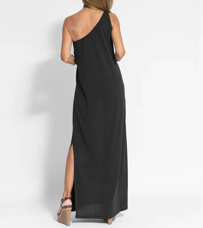 Brionae - Chique elegante one shoulder maxi jurk