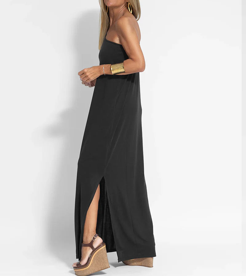 Brionae - Chique elegante one shoulder maxi jurk