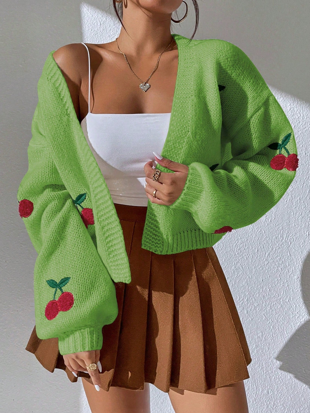 Zanithea - Knusse speelse cardigan met kersenprint
