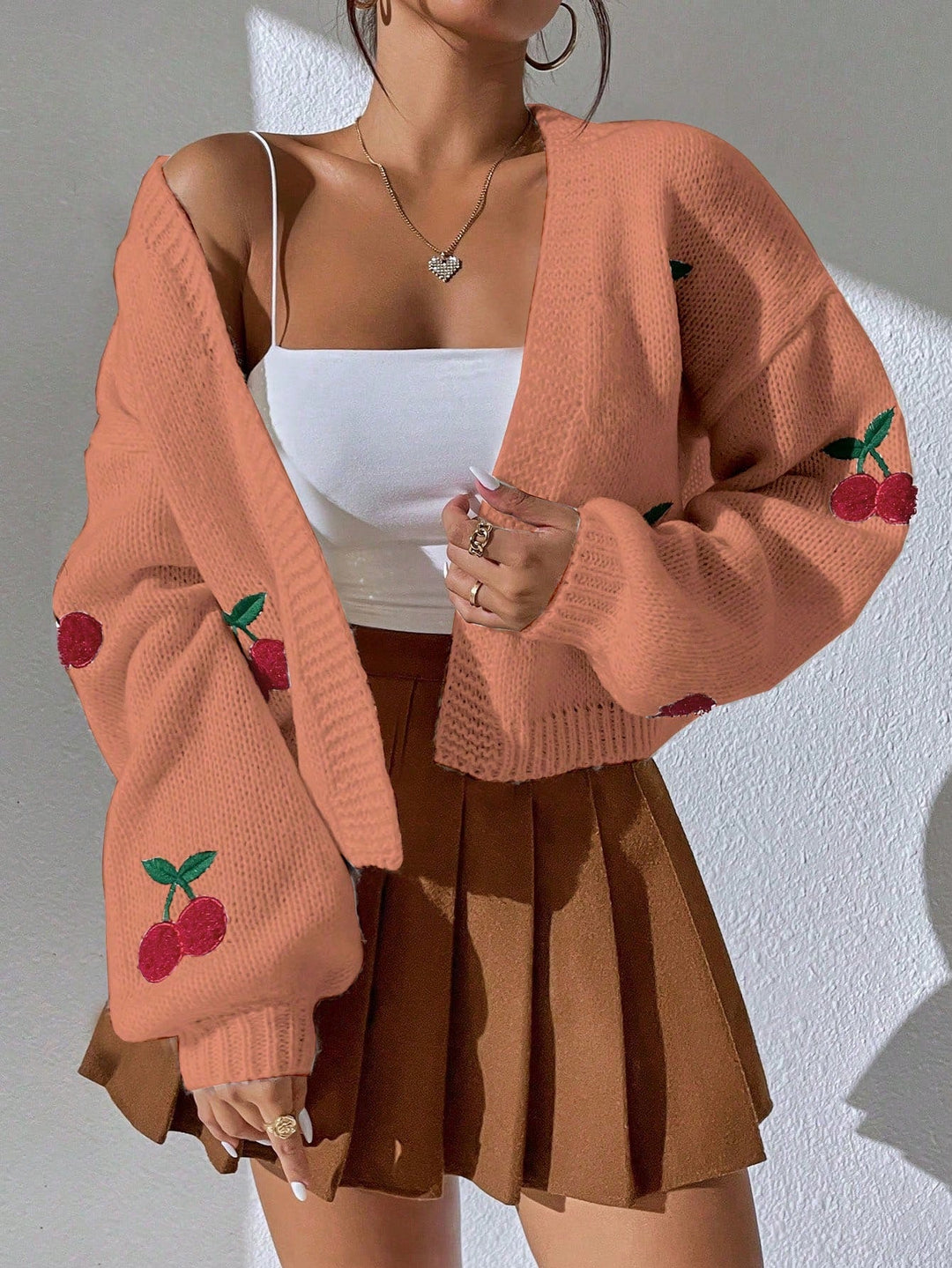 Zanithea - Knusse speelse cardigan met kersenprint