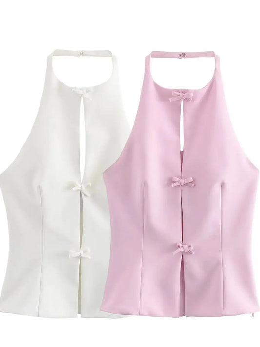 Sinari - Strik halter backless top & skirt set