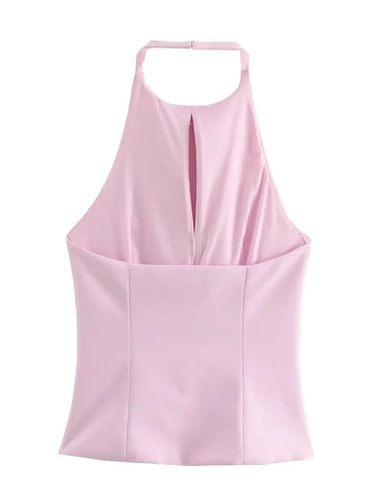 Sinari - Strik halter backless top & skirt set