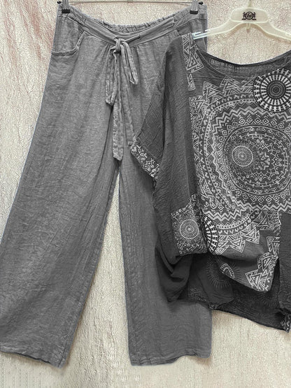 Calviera - Tweedelige set met losse bohemienprint