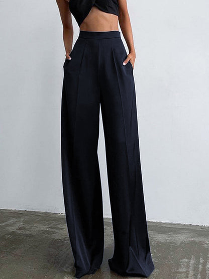 Trenora - Oversized satijnen broek met wijde pasvorm
