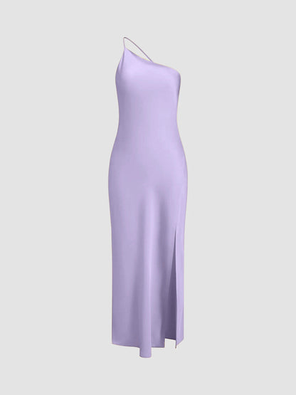 Soraya - Satijnen maxi jurk met open rug en split