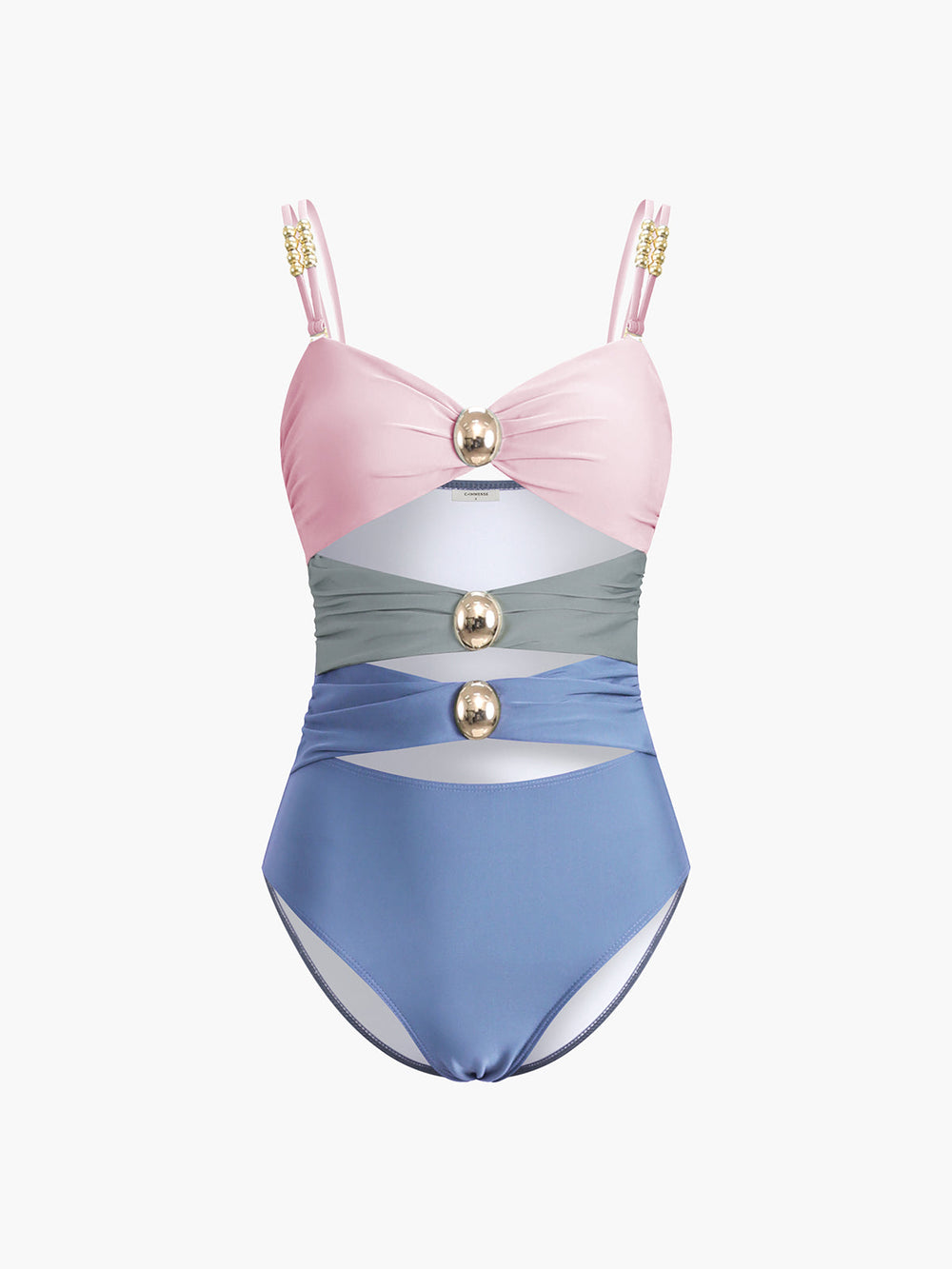 Yunira - Trendy badpak met metalen detail en maillard look