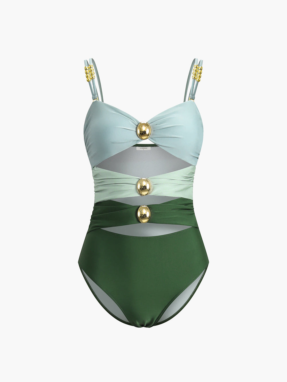Yunira - Trendy badpak met metalen detail en maillard look