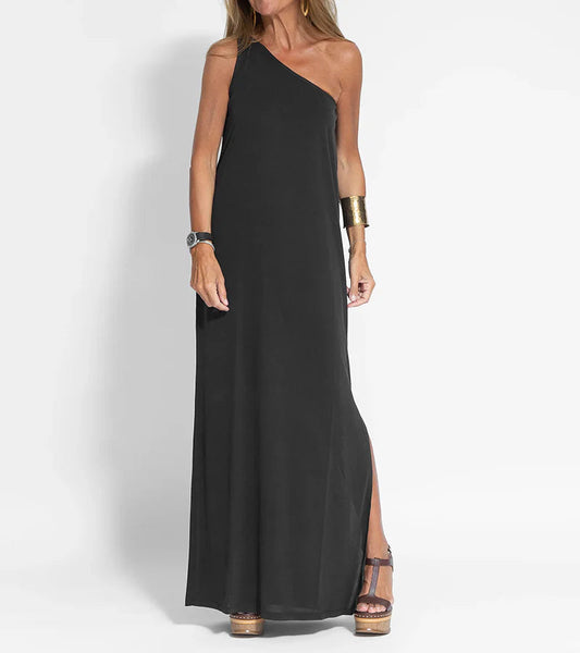 Brionae - Chique elegante one shoulder maxi jurk