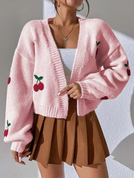 Zanithea - Knusse speelse cardigan met kersenprint