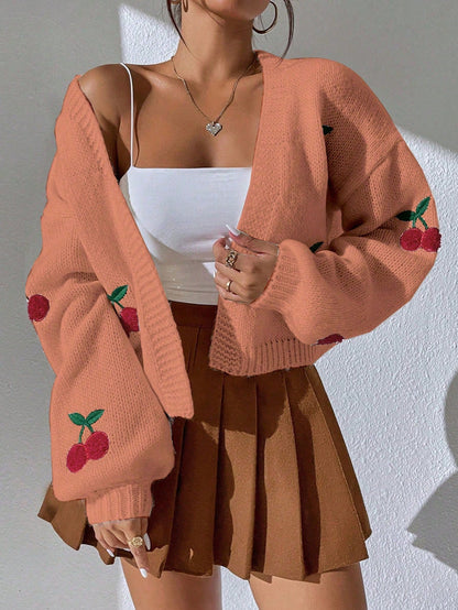 Zanithea - Knusse speelse cardigan met kersenprint